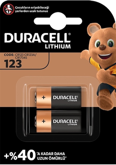 DURACELL CR123A 3V LİTYUM PİL 2Lİ PAKET