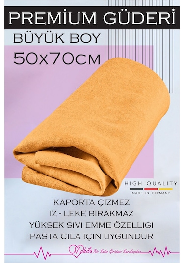 1 Adet 50x70 Taba Ekstra Büyük, Premium Güderi Bez, Oto Kaporta Çizmez, Oto Kurulama Bezi