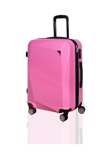 Polo&Sky Elmas Model Pebmbe Renk Orta Boy Valiz Bavul Pembe