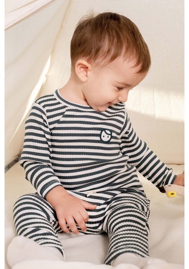 Organik Pamuklu Kaşkorse Modal Yeşil Bebek Takımı Yeşil