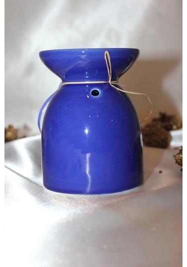 Buhardanlık Doğa Yapraklı Buhurdanlık Seramik Mavi