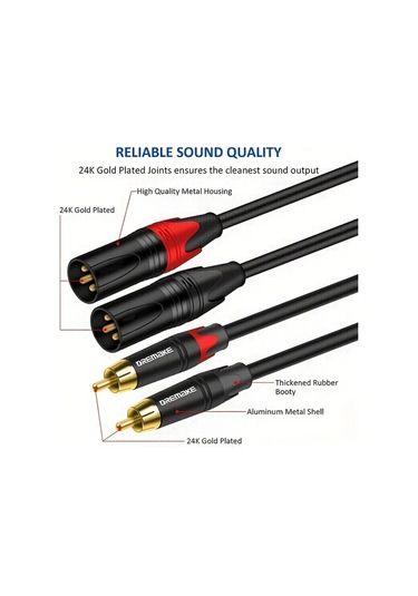 Xuweiwei Dremake Profesyonel Dual Xlr Rca Ses Kablosu 6ft Siyah