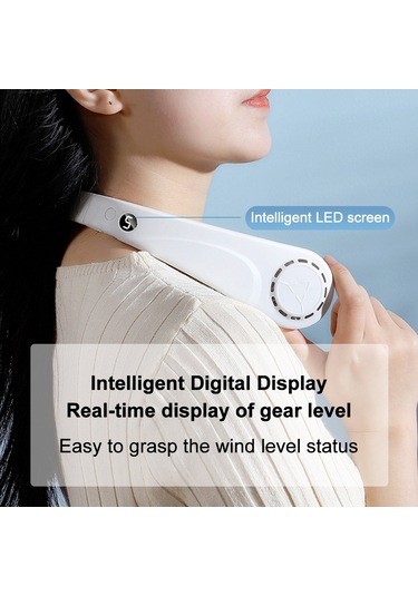 Qingmipy Beyaz Boya 5 Seviye Hızlı Usb Şarjlı Boyun Fanı - 3-6 Saat Kullanim Süresi, Abs+silikon Malzeme, Mini Taşınabilir Soğutucu Beyaz