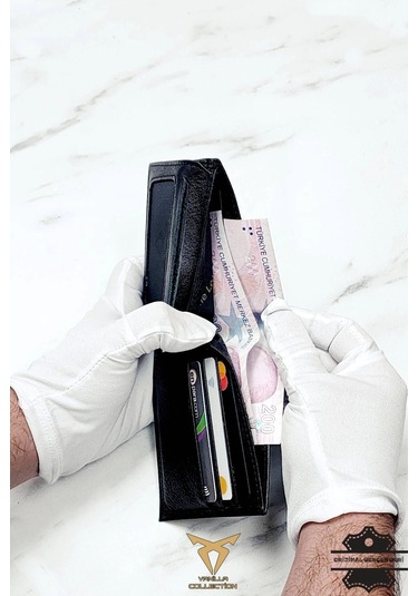 % 100 Hakiki Deri Ergonomik Cüzdan Kartlık Portföy Siyah