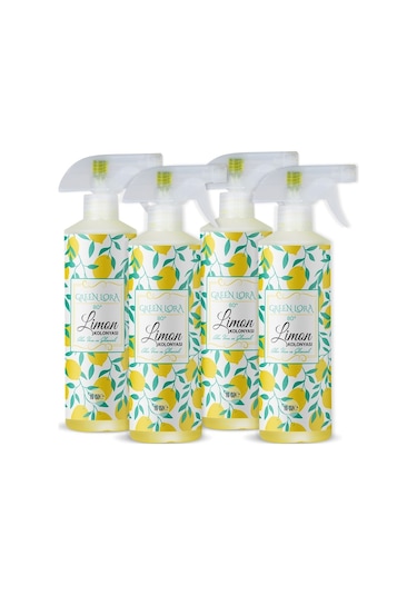 Green Lora 80 Derece Aleo vera ve Gliserinli Limon Kolonyası 16 Oz 473 ML x 4