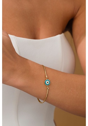 Sembolgold Balık Sırtı Altın Nazar Bileklik T13470 Renkli Çok Renkli