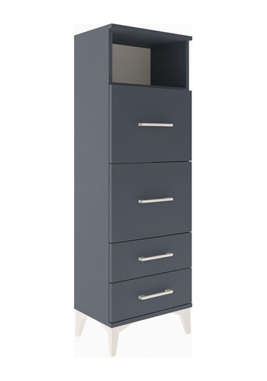 Arges Dolap 2 Raflı 4 Çekmeceli Tek Kapaklı 44x30x134 Antrasit-antrasit Antrasit