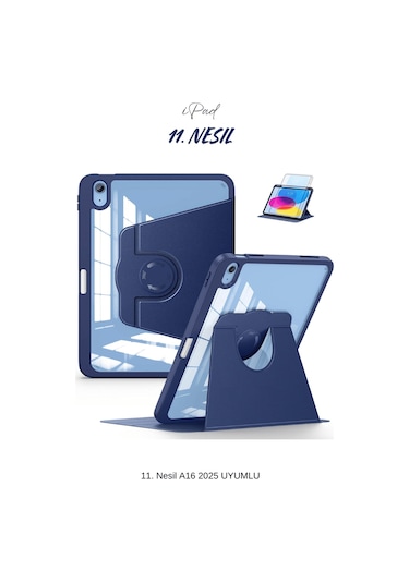 İpad 11. Nesil A16 2025 Uyumlu 360 Dönebilen Yatay Dikey Standlı Fuchsia Pino Tablet Kılıfı Kılıf