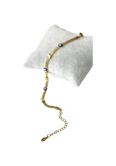 Çelik Kelebek Lacivert Göz Altın Renk Kararmaz Bayan Bileklik Çelik