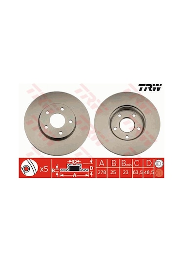 Ford Focus 2 Ön Fren Diski 1.6 Tdcı 278 Mm 2005-2011 Trw