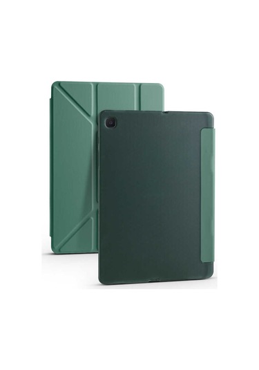 Kilifone - Galaxy Uyumlu Galaxy Tab A7 10.4 T500 2020 - Kılıf Kalem Bölmeli Stand Olabilen Origami Tri Folding Tablet Kılıfı - Koyu Yeşil