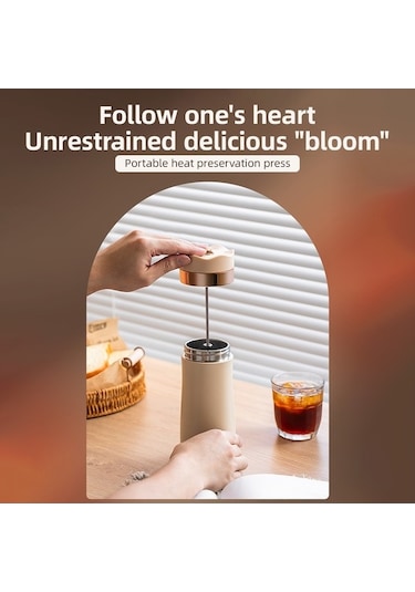 Pazly Taşınabilir French Press Seyahat Kupa 320ml/11oz Paslanmaz Çelik H47729r Kızıl Renk Kızıl