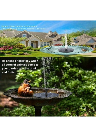 Xuweiwei 5.12inç 6 Nozullu Güneş Enerjili Şamandıralı Çeşme Pompası - Kuş Banyoları, Göletler, Bahçe