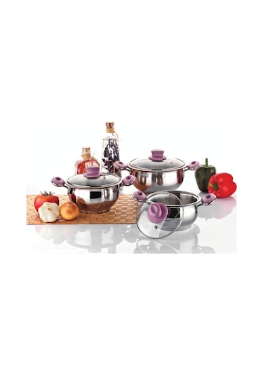 Hascevher Begonya Milenyum 6 Pcs Tencere Seti 14/16/18 Cam Kapa