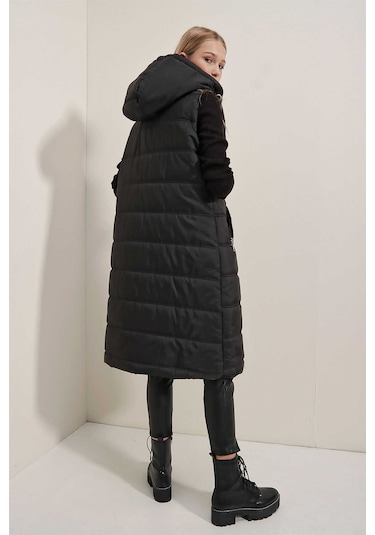 Gabria Kapişonlu Yelek Siyah