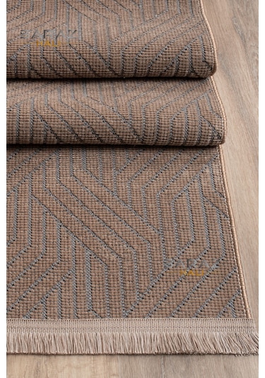 Bohem Saçaklı Kaymaz Dokuma Kilim Salon Halısı Mutfak Halısı Balkon Özel Ölçü Yolluk Krem Vizon