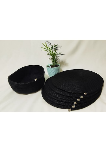 Kordon İpten Oval 6lı Supla Takımı Ve Ekmeklik Siyah
