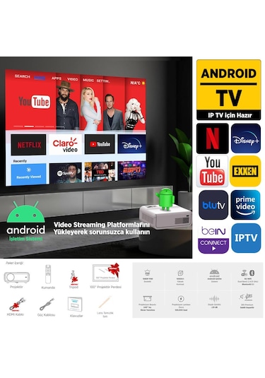 Vankyo Sunspark 500 W 5G 240" Android TV 1080P Destekli Projeksiyon Cihazı