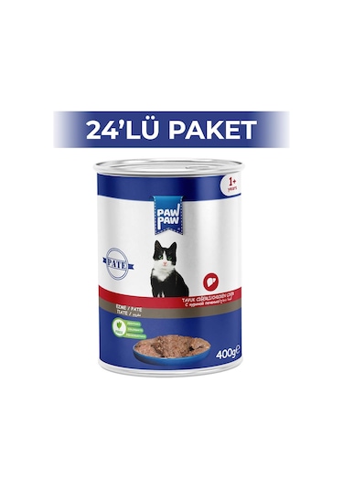 Paw Paw Pate Tavuklu Ciğerli Yetişkin Kedi Konservesi 24 x 400 G
