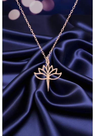 925 Ayar Gümüş Lotus Çiçeği Kolye. Rose