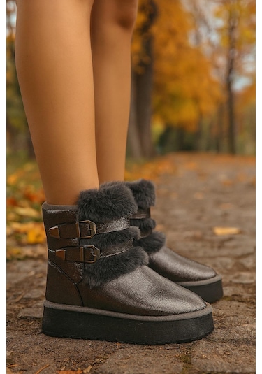 Çift Tokalı Kalıntaban Kadın Bot Platin