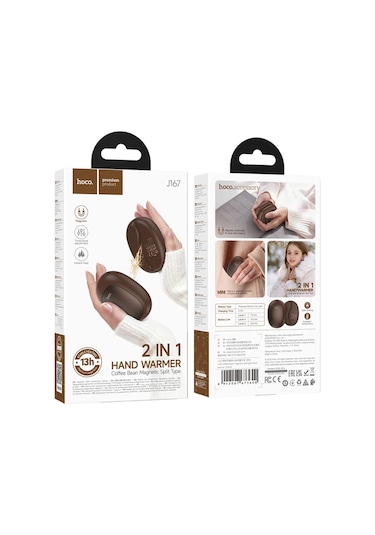 Hoco. J167 Coffee Bean Manyetik Çiftli El Isıtıcı - Kahverengi