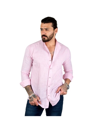 Deepsea Erkek Çizgili Likralı Hakim Yaka Gömlek (541217898)