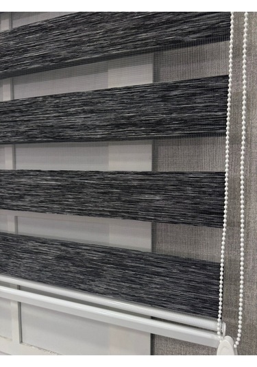 Donatti Bambu Zebra Stor Güneşlik Perde Siyah Gri Kırçıllı Gri Kırçıllı