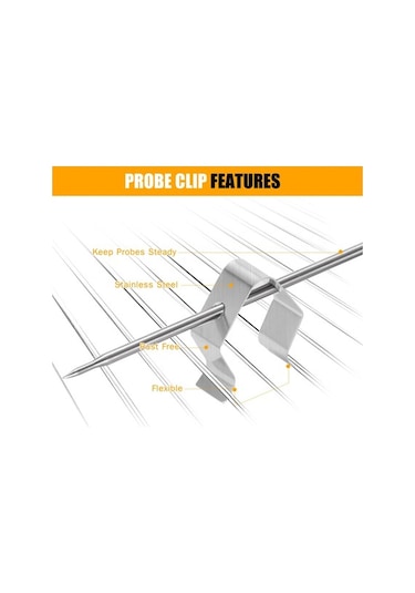 Pazly 304 Paslanmaz Çelik Mangal Termometre Tutucu, 4 Adet, A Tipi Tasarım, Tek Delikli