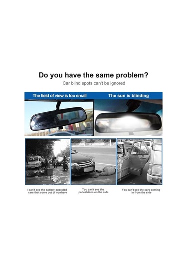 Mavi Seametal 300mm Araba Geniş Görüş Alanı Yüksek Çözünürlüklü Yardımcı Ayna Panoramik Dikiz Aynası Yansıtıcı Lens