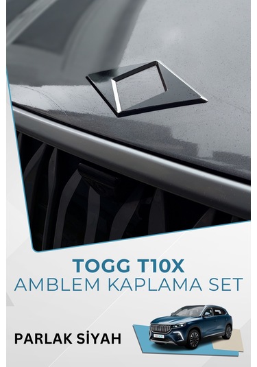 Togg T10x Uyumlu Amblem Kaplama Sticker Set Parlak Siyah