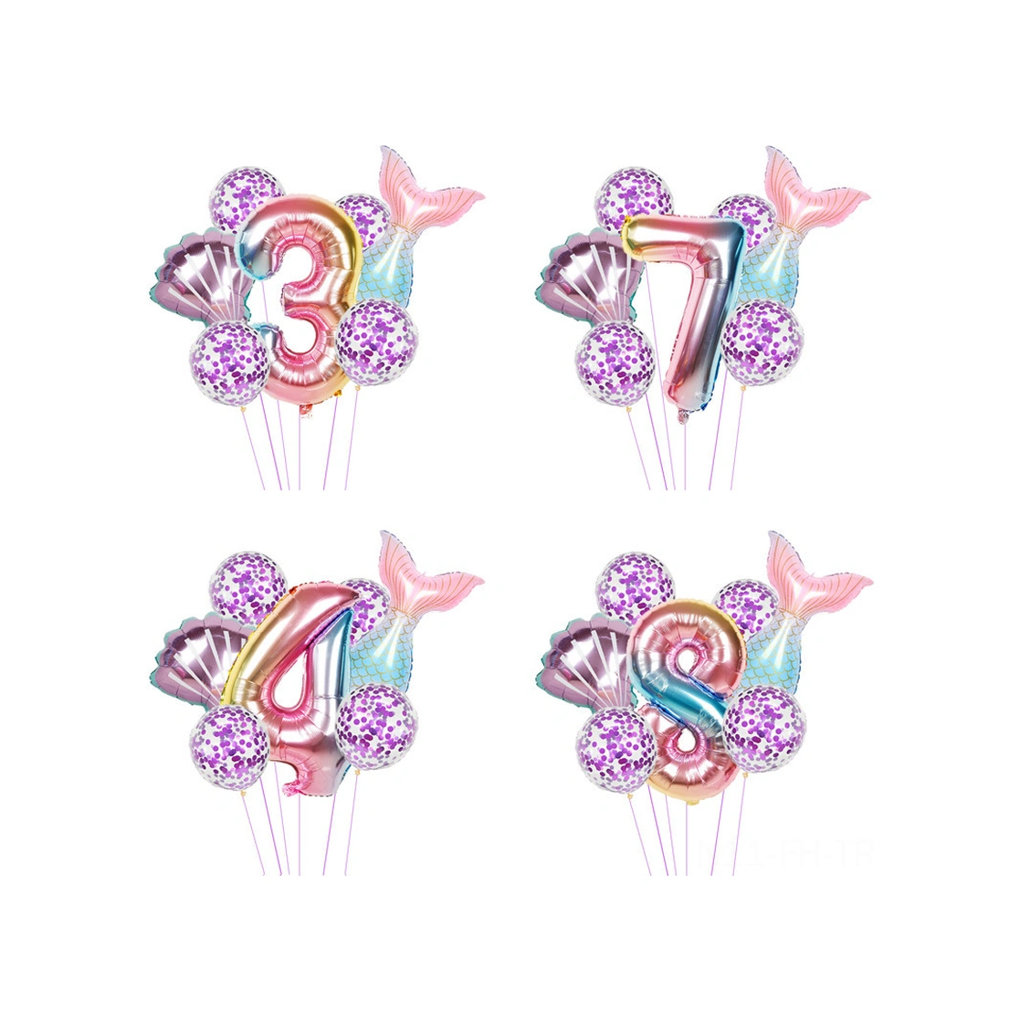 Folinda Deniz Temalı Çocuk Doğum Günü Balonu Seti: Degrade Yüzük Balonları İle Renkli Parti Dekorasyonu - 7'li Paket
