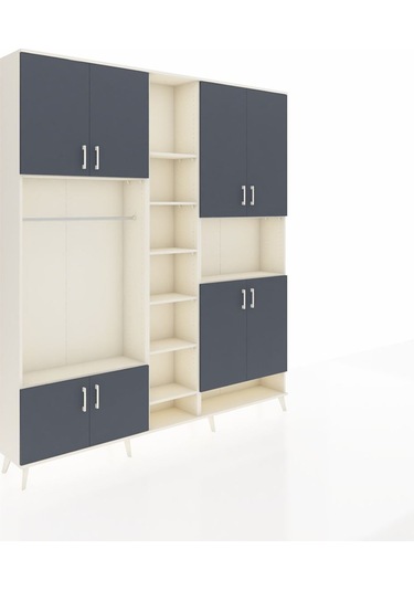 Arges Dolap 18 Raflı 8 Kapaklı Tek Askılı 220x30x243 Aytaşı-antrasit/aytaşı Antrasıt/aytası