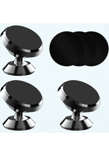 Yuntech01 3'lü Paket Manyetik Araç Telefon Tutucusu, Siyah Metal Plaka Ve Güçlü Yapıştırıcı İle Sağlam Tutuş, El-işsiz Sürücü İçin Siyah