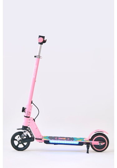 Elektrikli Çocuk Scooter 130w 3 Kademe Hız Ayarlanabilir Gidon Uzun Menzil Koruma Seti Hediye Pembe