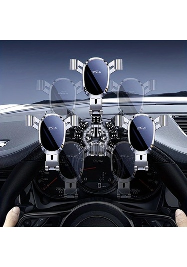 Boatshop1 Lcars Araç Gösterge Paneli Montajı Dönebilen Oval Şekilli Telefon Tutucu Araç Navigasyonu Stabilite İçin Gümüş