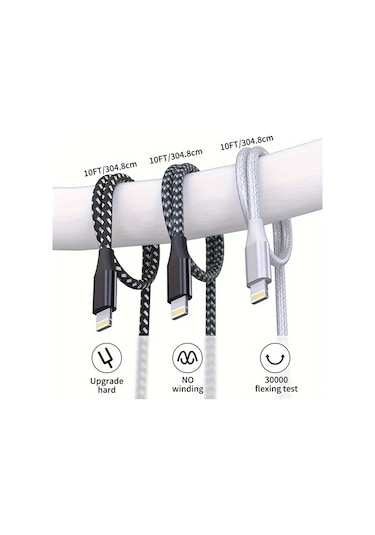 Willowhaven Laıhonen 3m 10ft Uzun Şarj Kablosu Nylon İphone Uyumlu 14 13 12 11 Xr Xs X 8 7