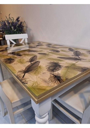 Kalın Pvc Masa Koruyucu 1.2 Mm Mika Örtü, 80 Cm En, Siyah Altın Tüy Siyah