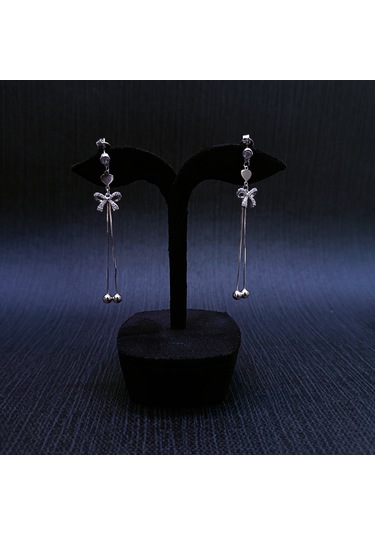 925 Ayar Sallanır Tasarımlı Kurdelelim Kadın Gümüş Küpe -sade Ve Şık Gümüş