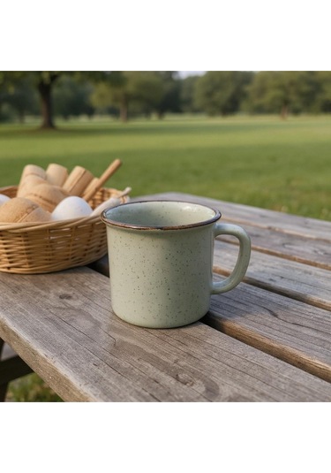 El Yapımı Seramik Kupa Organik Boya Gri