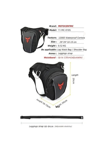 Pazly Pratik Motosiklet Bacak Çantası Kırmızı Logo - Şık Yolculuk Ekipmanı