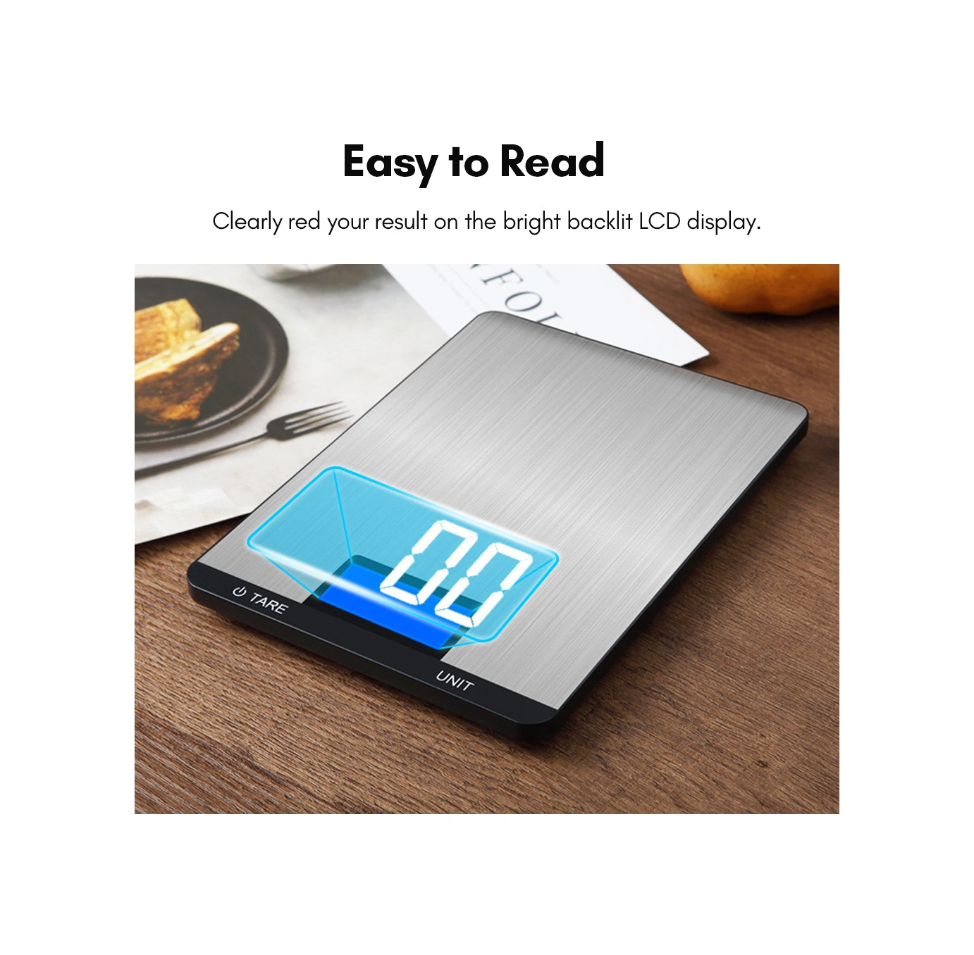 Geeroyoo Dijital Mutfak Terazi 5kg, 7 Ölçü Birimi, Lcd Ekran, Dokunmatik Tuş, Usb Şarjlı, Paslanmaz Çelik, Hassas Ölçüm 3g/0.1oz Siyah