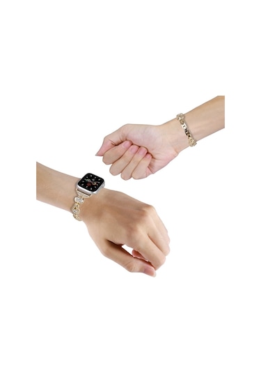 Sones iOS Uyumlu Watch Series 3 42mm Sukabağı Pırlanta Metal Saat Kordonu