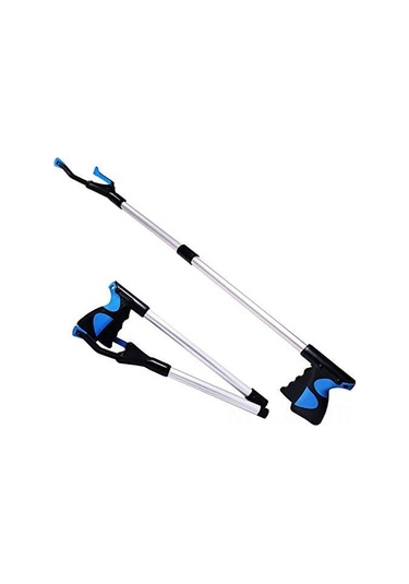 Geeroyoo Alüminyum Tüp Çok Amaçlı Toplama Aracı, Kolay Kullanım, 32 İnç Katlanabilir Atık Alıcı Gümüş, Mavi Gümüş - Mavi