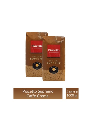 Piacetto Cafe Crema Supremo Çekirdek Kahve 1 Kg X 2 Adet Çekirdek Kahve
