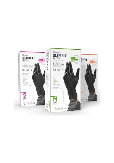 Slimfit Glove Pudrasız Yırtılmaya Dayanıklı Tek Kullanımlık Siyah Eldiven 100'lü
