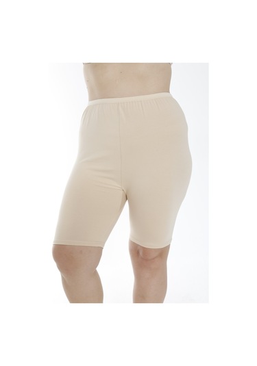 Battal Diz Üstü Etek Altı Kısa Kadın Tayt 5081 Ten Ten Rengi
