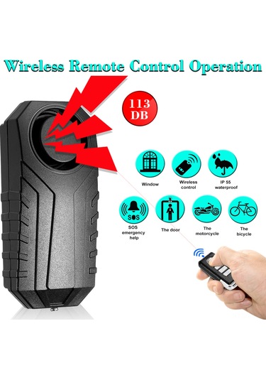 Yunboo Bisiklet Elektrikli Araç Penceresi İçin Kablosuz Kumandalı Titreşimli Güvenlik Alarmı Ks-sf22r - 113db, Ip55 Su Geçirmez, 6 Alarm Sesli