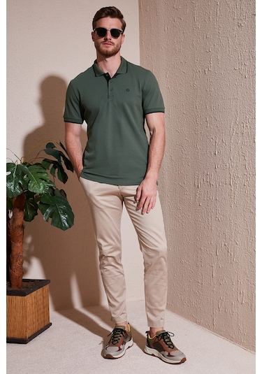 Buratti Erkek Polo Yaka T Shirt 5902118 Haki Haki