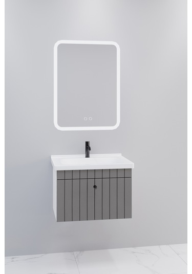 Alice 65 Cm Banyo Dolabı Cmr Led Aynalı Antrasit- Boy Dolap Hariç Antrasit